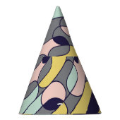 淡い色の色ジオメトリ：レトロパターン パーティーハット (右)