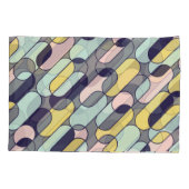 淡い色の色ジオメトリ：レトロパターン 枕カバー (裏面)