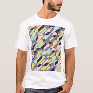 淡い色の色ジオメトリ:レトロパターン Tシャツ