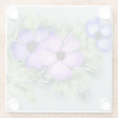 淡い色の花のグレイ・レトロカントリー ガラスコースター (裏面)