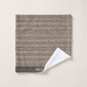 淡い色の茶色の布のラグ幾何学的パターン バスタオルセット (ウォッシュタオル)