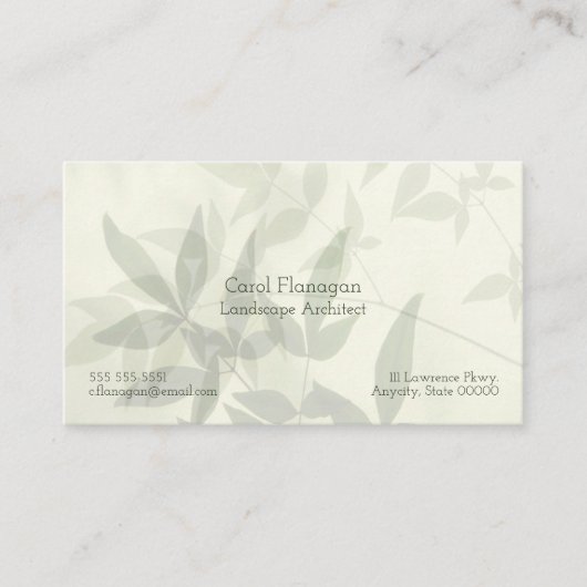 淡い色の葉 名刺 (正面)