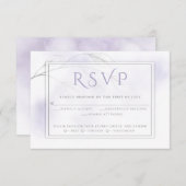 淡い色の薄紫水彩洗いグレーウィロー 出欠カード (正面/裏面)