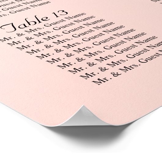 淡い色の赤面と金ゴールドのデザイン- 16座席表 ポスター (角)