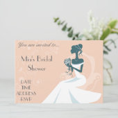 淡い色の赤面ピンクエレガントブライダルシャワー 招待状 (スタンド正面)