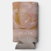 淡い色の赤面ピンクローズフローラ結婚式の引き出物 スリム缶クーラー (裏面)