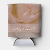 淡い色の赤面ピンクローズフローラ結婚式の引き出物 缶クーラー (正面)