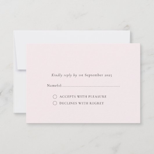 淡い色の赤面ロマンミニマルス無地のプ平原の背景 出欠カード (正面)