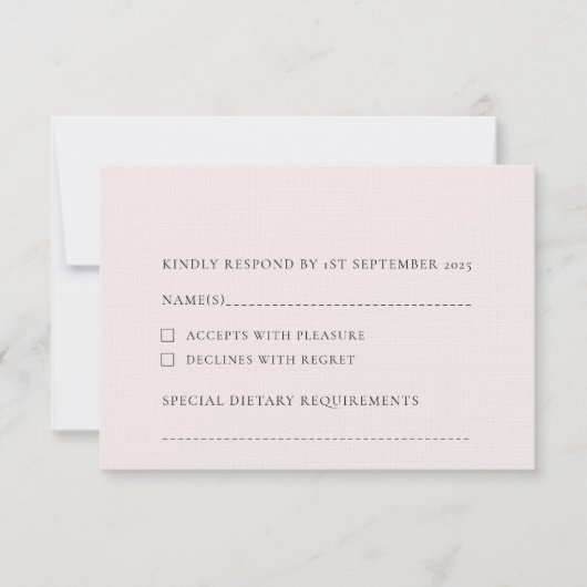 淡い色の赤面淡いピンクのプレーン無地の背景 出欠カード (正面)