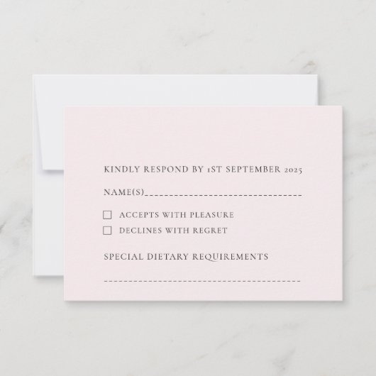 淡い色の赤面淡いピンクのプレーン無地の背景 出欠カード (正面)