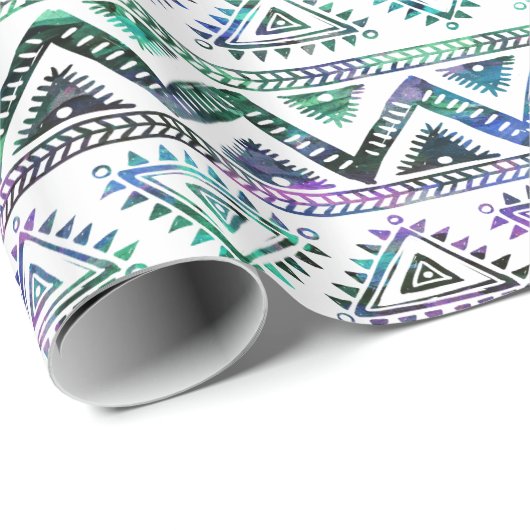 淡い色の部族幾何学模様 ラッピングペーパー (ロールコーナー)