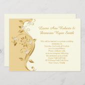 淡い色の金ゴールドと華美金ゴールド花披露宴のみ 招待状 (正面/裏面)
