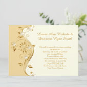 淡い色の金ゴールドと華美金ゴールド花披露宴のみ 招待状 (スタンド正面)