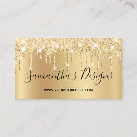淡い色の金ゴールドグリッタードライグラデーションプオンラインストア 名刺 (正面)