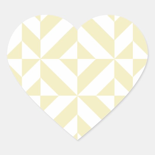 淡い色の金ゴールド幾何学的デコ立方体パターン ハートシール (正面)