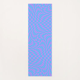 淡い色の青とラベンダーパタ市松模様にーンヨガマット ヨガマット