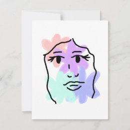 淡い色の顔と花の抽象画