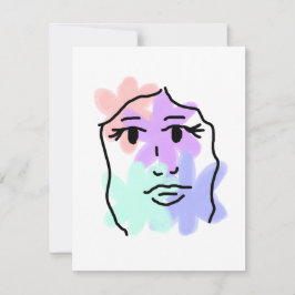 淡い色の顔と花の抽象画