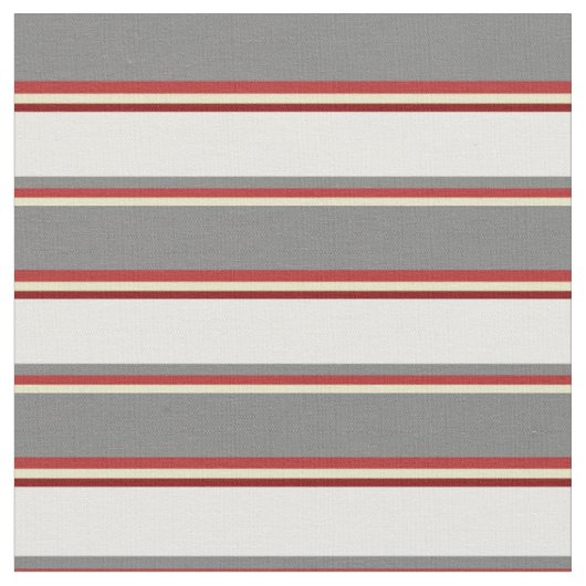 淡い色のGoldenrod、Red、Gray、White、Maroonのパターン ファブリック (クローズアップ)