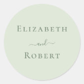 淡い色のSage Green Minimalistカップルの名結婚前 ラウンドシール (正面)
