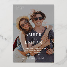 淡い色合い – 写真結婚の 箔招待状