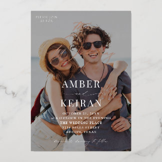 淡い色合い – 写真結婚の 箔招待状