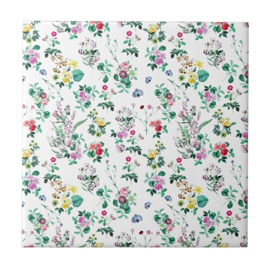 淡い花柄 タイル (正面)