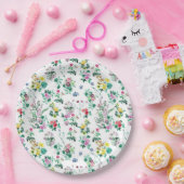 淡い花柄 ペーパープレート (パーティー)