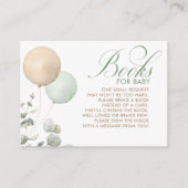 淡い茶色とセージ風船赤ちゃんシャワーブック エンクロージャーカード (正面)