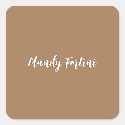 淡い茶色のプレーンエレガントミニマリスト書 スクエアシール (正面)