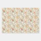 淡い茶色のワイルドフラワーパターン水色 ラッピングペーパーシート (正面2)