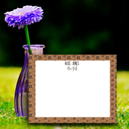 淡い茶色の柄の自然花 ノートパッド