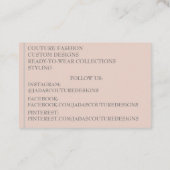 淡い茶色の生地デザイナーのファッションオートクチュール 名刺 (裏面)