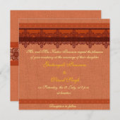 淡い赤いブロケード結婚ヒンズー教 招待状 (正面/裏面)