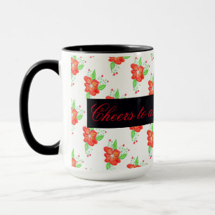 淡い赤い花のコーヒーマグ マグカップ