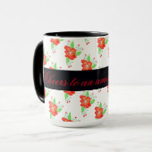 淡い赤い花のコーヒーマグ マグカップ (正面左)