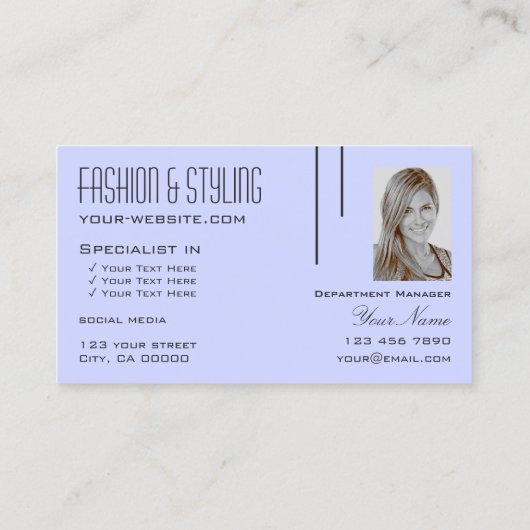 淡い赤ちゃんブルーとフォトプロフェッショナルとシンプル 名刺 (裏面)