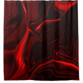 淡い赤と濃い赤の曲線が暗い背景 シャワーカーテン (正面)