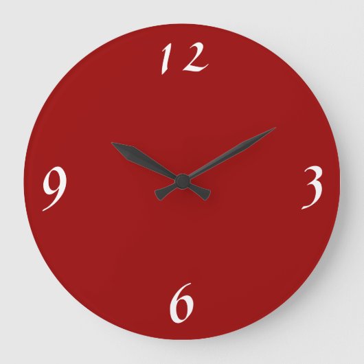 淡い赤と白>ミニマリストの壁時計 ラージ壁時計 (正面)