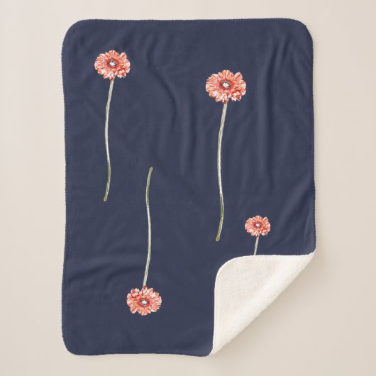 淡い赤のゲルバ花スローケット シェルパブランケット (正面)