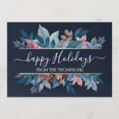 淡い赤面ピンクのフローラの濃い青の葉 シーズンカード (正面)