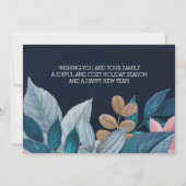 淡い赤面ピンクのフローラの濃い青の葉 シーズンカード (裏面)