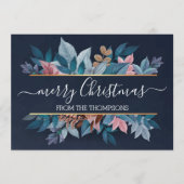 淡い赤面ピンクのフローラの濃い青の葉 シーズンカード (正面)