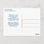 淡い赤面ピンクのフローラの濃い青の葉 ポストカード (裏面)