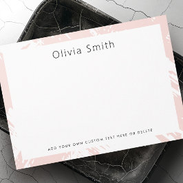 淡い赤面ピンクのブラシストローク文房具 ノートカード