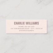 淡い赤面ピンクの大学院生の写真名 スキニー名刺 (裏面)