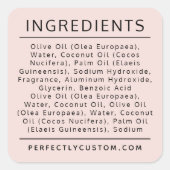 淡い赤面ピンク成分リスト製品ラベル スクエアシール (正面)