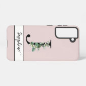 淡い赤面モノグラムJカスタム名ジャスミンフローラル SAMSUNG GALAXYケース (裏面横)