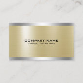 淡い金ゴールドメタリックテクスチャシルバーアクセント 名刺 (正面)