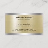 淡い金ゴールドメタリックテクスチャシルバーアクセント 名刺 (裏面)